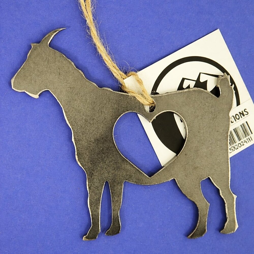 Rustic Metal Goat Ornament | Farmhouse Goat Decor | Country Kitchen Accent - Picture 3 of 4